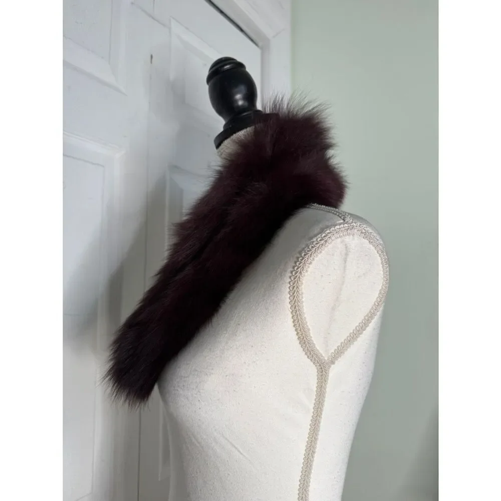 Y2K Adrienne Landau Plum Fox & Rabbit Fur Collar in Excellent Vintage condition